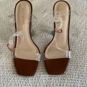 Transparent open-toe heels